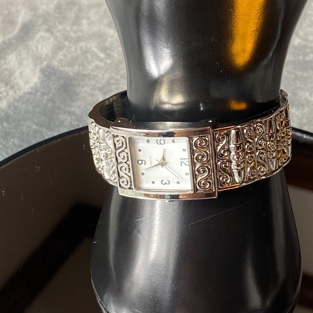 Avon Cuff Watch Antiqued Textured Quartz, With Original Box